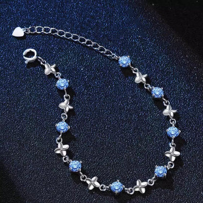 Silver Blue Zircon Lovers Bracelet
