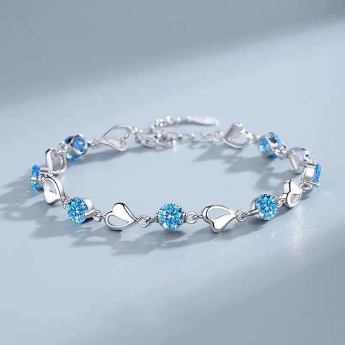 Silver Blue Zircon Lovers Bracelet